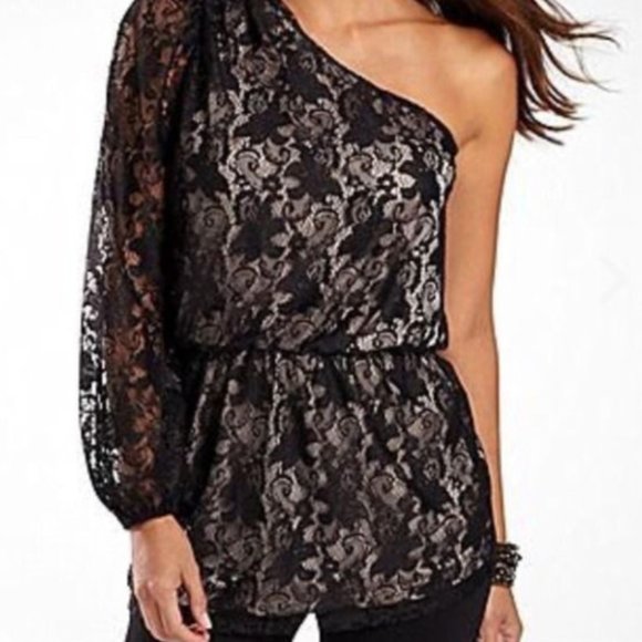 Bisou Bisou Black Lace Mini Dress One Shoulder XS - Picture 5 of 5